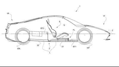 Ferrari запатентовал электромобиль с двумя блоками батарей и местом для установки двигателя - itc.ua - США - Украина - Патент