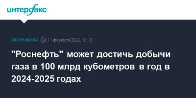 "Роснефть" может достичь добычи газа в 100 млрд кубометров в год в 2024-2025 годах - interfax.ru - Москва - Россия