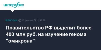 Михаил Мишустин - Правительство РФ выделит более 400 млн руб. на изучение генома "омикрона" - interfax.ru - Москва - Россия