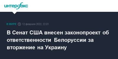 В Сенат США внесен законопроект об ответственности Белоруссии за вторжение на Украину - interfax.ru - Москва - Россия - США - Украина - Белоруссия - штат Оклахома