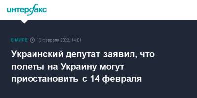 Алексей Гончаренко - Украинский - Украинский депутат заявил, что полеты на Украину могут приостановить с 14 февраля - interfax.ru - Москва - Украина - Киев - Лондон - Франция - Голландия - Кишинев