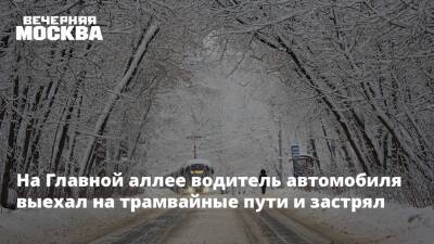 На Главной аллее водитель автомобиля выехал на трамвайные пути и застрял - vm.ru