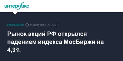 Владимир Путин - Джо Байден - Рынок акций РФ открылся падением индекса МосБиржи на 4,3% - interfax.ru - Москва - Россия - США - Украина