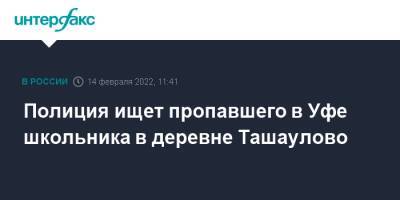 Полиция ищет пропавшего в Уфе школьника в деревне Ташаулово - interfax.ru - Москва - Башкирия - Уфа - район Салаватский - р. Башкирия - Уфа