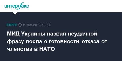 Вадим Пристайко - МИД Украины назвал неудачной фразу посла о готовности отказа от членства в НАТО - interfax.ru - Москва - Россия - Украина - Англия