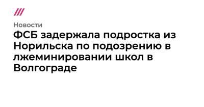 ФСБ задержала подростка из Норильска по подозрению в лжеминировании школ в Волгограде - tvrain.ru - Россия - Украина - Волгоград - Норильск