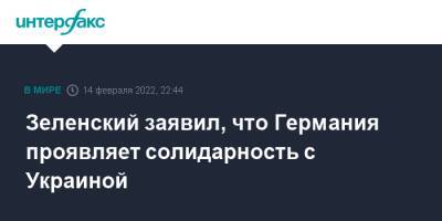 Владимир Зеленский - Олаф Шольц - Олафом Шольцем - Зеленский заявил, что Германия проявляет солидарность с Украиной - interfax.ru - Москва - Украина - Киев - Германия