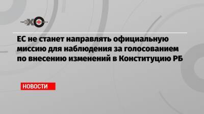 Петер Стано - ЕС не станет направлять официальную миссию для наблюдения за голосованием по внесению изменений в Конституцию РБ - echo.msk.ru - Белоруссия