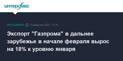 Экспорт "Газпрома" в дальнее зарубежье в начале февраля вырос на 18% к уровню января - interfax.ru - Москва - Украина - Турция - Германия - Польша - Болгария - Босния и Герцеговина