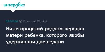 Нижегородский роддом передал матери ребенка, которого якобы удерживали две недели - interfax.ru - Москва - Россия - Нижегородская обл. - Нижний Новгород - Донецк - район Автозаводский, Нижний Новгород - Нижний Новгород