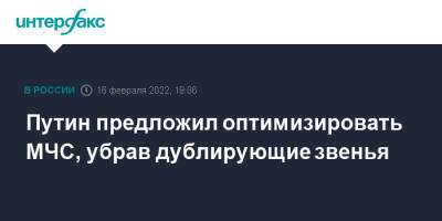 Владимир Путин - Путин предложил оптимизировать МЧС, убрав дублирующие звенья - interfax.ru - Москва - Россия