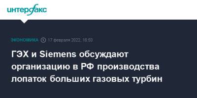 Денис Федоров - ГЭХ и Siemens обсуждают организацию в РФ производства лопаток больших газовых турбин - interfax.ru - Москва - Россия - Фоминск - Германия