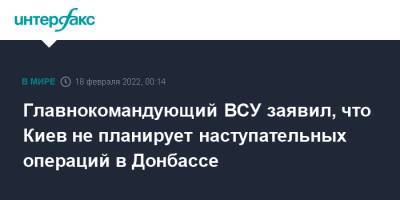 Валерий Залужный - Главнокомандующий ВСУ заявил, что Киев не планирует наступательных операций в Донбассе - interfax.ru - Москва - Украина - Киев - Донецк - ЛНР - Славяносербск - Донбасс