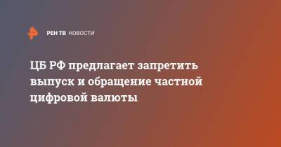 ЦБ РФ предлагает запретить выпуск и обращение частной цифровой валюты - ren.tv - Россия