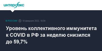 Владимир Путин - Татьяна Голикова - Уровень коллективного иммунитета к COVID в РФ за неделю снизился до 59,7% - interfax.ru - Москва - Россия - Санкт-Петербург - Севастополь - респ.Тыва - Мурманская обл. - республика Карелия