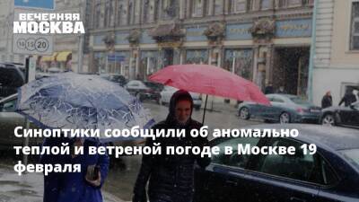 Синоптики сообщили об аномально теплой и ветреной погоде в Москве 19 февраля - vm.ru - Москва - Московская обл. - Москва