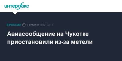 Авиасообщение на Чукотке приостановили из-за метели - interfax.ru - Москва - Чукотка - Анадырь