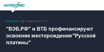 "ВЭБ.РФ" и ВТБ профинансируют освоение месторождения "Русской платины" - interfax.ru - Москва - Россия - Красноярский край