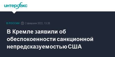 Дмитрий Песков - В Кремле заявили об обеспокоенности санкционной непредсказуемостью США - interfax.ru - Москва - Россия - США - Украина - Вашингтон