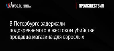 В Петербурге задержали подозреваемого в жестоком убийстве продавца магазина для взрослых - ivbg.ru - Украина - Ленинградская обл. - Санкт-Петербург - Петербург