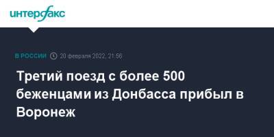 Третий поезд с более 500 беженцами из Донбасса прибыл в Воронеж - interfax.ru - Москва - Россия - Воронеж - ДНР - Воронежская обл. - Ростовская обл. - ЛНР - Донбасс - Курск