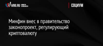 Минфин внес в правительство законопроект, регулирующий криптовалюту - ivbg.ru - Россия - Украина