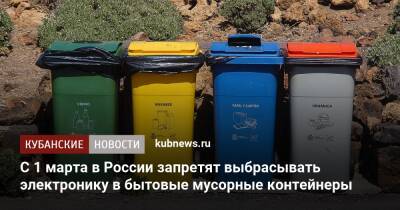 С 1 марта в России запретят выбрасывать электронику в бытовые мусорные контейнеры - kubnews.ru - Россия - Экология