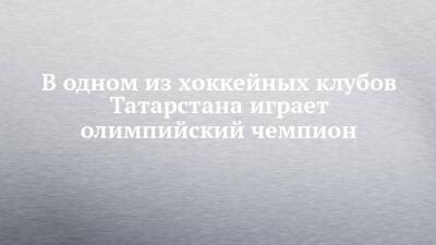 В одном из хоккейных клубов Татарстана играет олимпийский чемпион - chelny-izvest.ru - Россия - респ. Татарстан - Швеция - Финляндия - Латвия