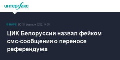 ЦИК Белоруссии назвал фейком смс-сообщения о переносе референдума - interfax.ru - Москва - Белоруссия