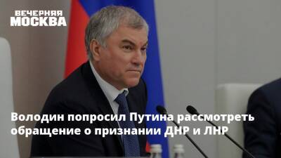 Владимир Зеленский - Владимир Путин - Вячеслав Володин - Денис Пушилин - Леонид Пасечник - Дмитрий Кулеба - Володин попросил Путина рассмотреть обращение о признании ДНР и ЛНР - vm.ru - Россия - Украина - Киев - ДНР - Ростовская обл. - ЛНР - Донбасс - Донецкая обл.