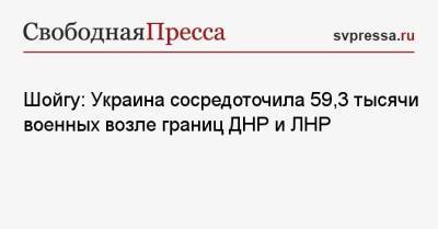 Сергей Шойгу - Шойгу: Украина сосредоточила 59,3 тысячи военных возле границ ДНР и ЛНР - svpressa.ru - Россия - Украина - Луганская обл. - ДНР - ЛНР - Донецкая обл.