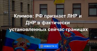 Климов: РФ признает ЛНР и ДНР в фактически установленных сейчас границах - news.mail.ru - Россия - ДНР - ЛНР