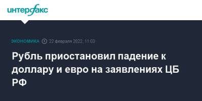 Рубль приостановил падение к доллару и евро на заявлениях ЦБ РФ - interfax.ru - Москва - Россия - США - ДНР - ЛНР - Донецкая обл.