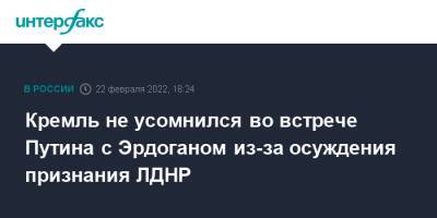 Владимир Путин - Реджеп Тайип Эрдоган - Дмитрий Песков - Кремль не усомнился во встрече Путина с Эрдоганом из-за осуждения признания ЛДНР - interfax.ru - Москва - Россия - Украина - Крым - Турция - ДНР - ЛНР