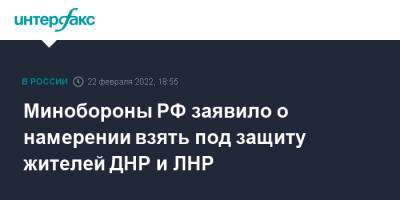 Владимир Путин - Николай Панков - Минобороны РФ заявило о намерении взять под защиту жителей ДНР и ЛНР - interfax.ru - Москва - Россия - Украина - ДНР - ЛНР - Донецкая обл.