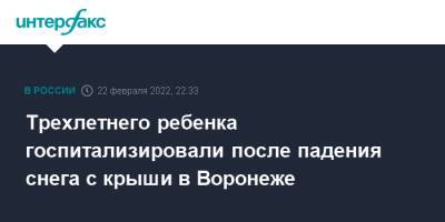 Трехлетнего ребенка госпитализировали после падения снега с крыши в Воронеже - interfax.ru - Москва - Воронеж - Воронеж