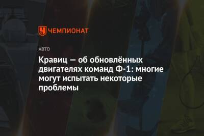 Кравиц — об обновлённых двигателях команд Ф-1: многие могут испытать некоторые проблемы - championat.com - Россия - Украина - Сочи