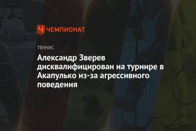 Александр Зверев - Александр Зверев дисквалифицирован на турнире в Акапулько из-за агрессивного поведения - championat.com - Германия - Бразилия