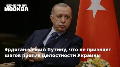 Владимир Путин - Реджеп Тайип Эрдоган - Дмитрий Песков - Эрдоган заявил Путину, что не признает шагов против целостности Украины - vm.ru - Россия - Украина - Турция - ДНР - Анкара - ЛНР