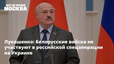 Владимир Путин - Александр Лукашенко - Лукашенко: Белорусские войска не участвуют в российской спецоперации на Украине - vm.ru - Россия - Украина - Белоруссия - ДНР - ЛНР - Донецкая обл.