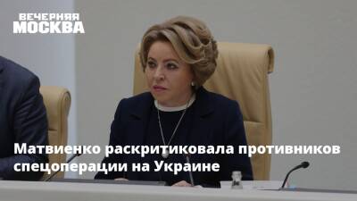 Владимир Путин - Виктор Литовкин - Валентина Матвиенко - Матвиенко раскритиковала противников спецоперации на Украине - vm.ru - Россия - Украина