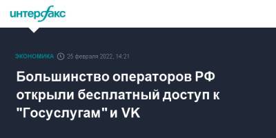 Большинство операторов РФ открыли бесплатный доступ к "Госуслугам" и VK - interfax.ru - Москва - Россия