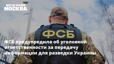 Владимир Путин - ФСБ предупредила об уголовной ответственности за передачу информации для разведки Украины - vm.ru - Россия - Украина - ДНР - ЛНР - Донецкая обл.