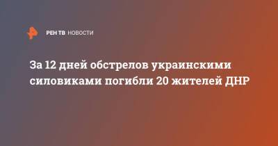 За 12 дней обстрелов украинскими силовиками погибли 20 жителей ДНР - ren.tv - Россия - Украина - ДНР - ЛНР - Донбасс