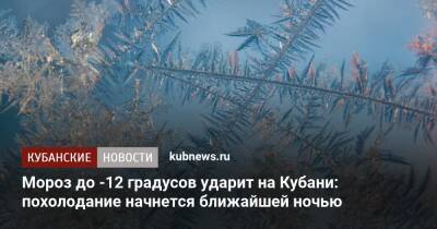 Мороз до -12 градусов ударит на Кубани: похолодание начнется ближайшей ночью - kubnews.ru - Краснодарский край