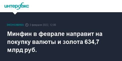 Минфин в феврале направит на покупку валюты и золота 634,7 млрд руб. - interfax.ru - Москва - Россия