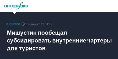 Михаил Мишустин - Мишустин пообещал субсидировать внутренние чартеры для туристов - interfax.ru - Москва - Россия