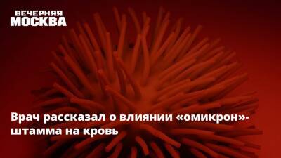 Врач рассказал о влиянии «омикрон»-штамма на кровь - vm.ru