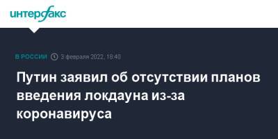 Владимир Путин - Татьяна Голикова - Путин заявил об отсутствии планов введения локдауна из-за коронавируса - interfax.ru - Москва - Россия