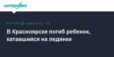 В Красноярске погиб ребенок, катавшийся на ледянке - interfax.ru - Москва - Россия - Красноярск - респ. Хакасия - Красноярск